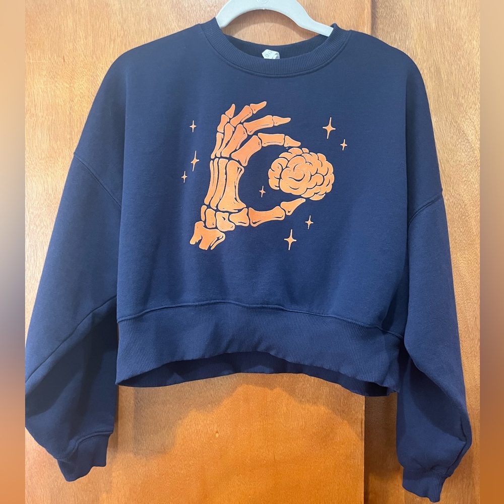 PROTREND Navy Blue Skeleton Hand Sweater - Picture 2 of 6